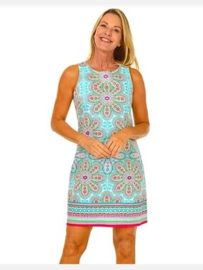 NWT London Style Paisley Colorful Cotton Shift Dress Girlcore Barbiecore Size 12